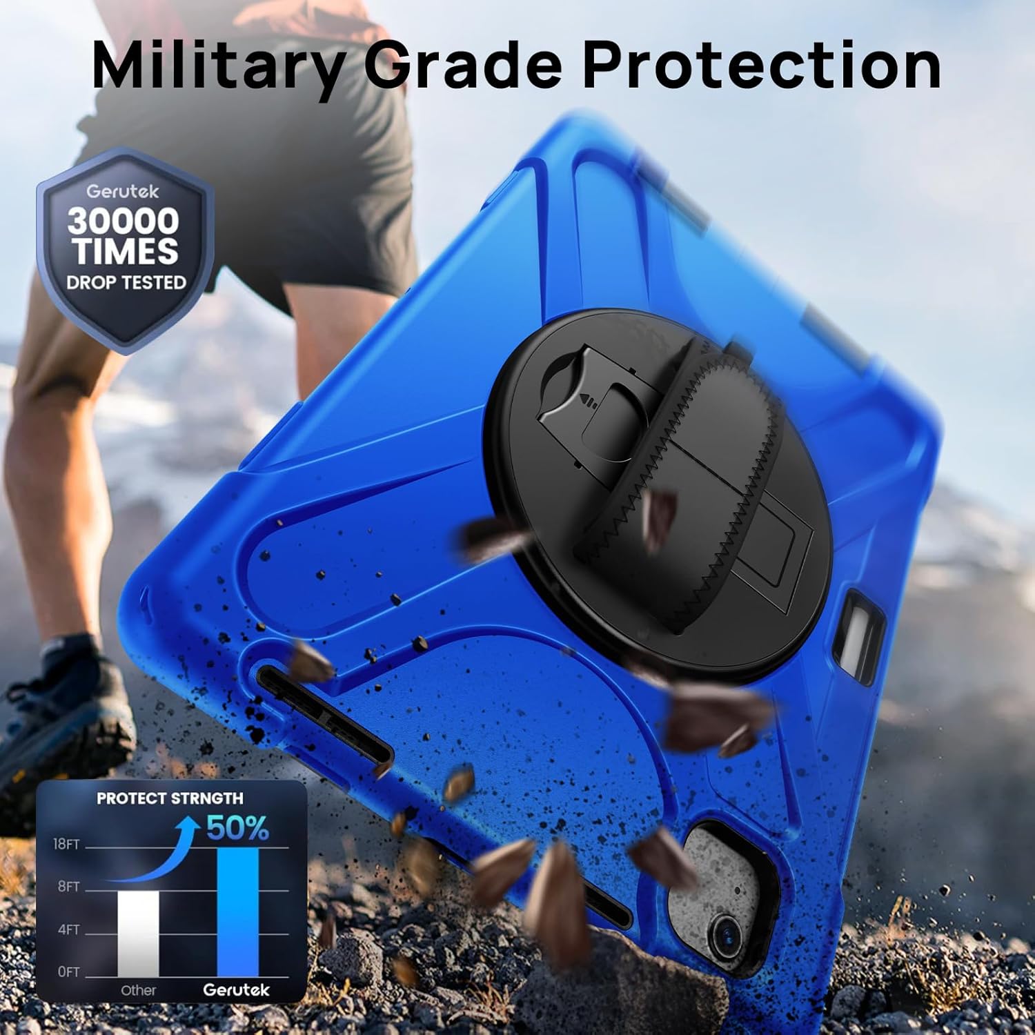 Thumbnail 3 de Gerutek 11-inch iPad Air Rugged Case with 360° Stand and Straps (M2/M3/M4) – Blue