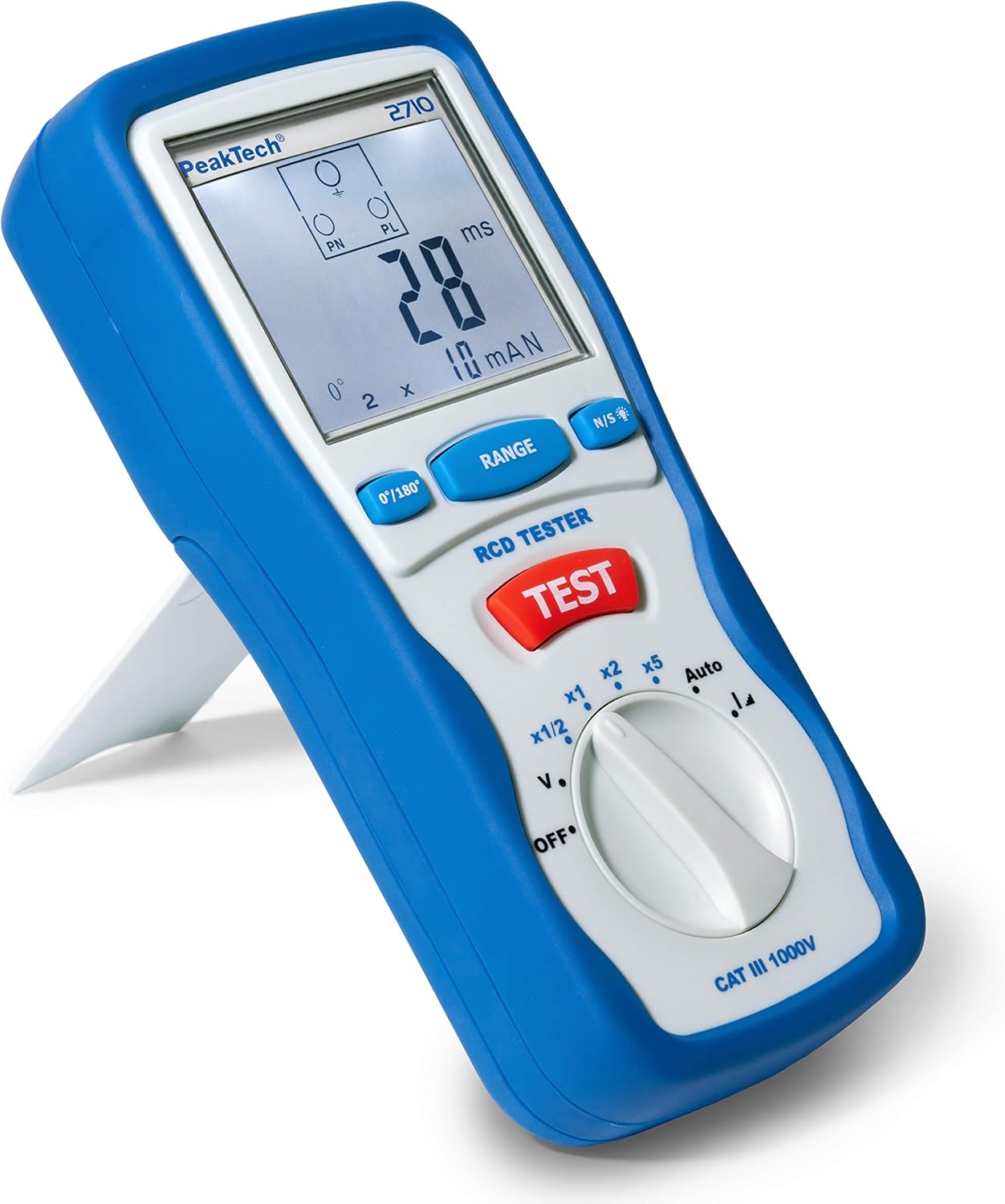 Thumbnail 6 de PeakTech P 2710 – Digitaler FI Tester für Auslösecharakteristik 230V/50Hz mit LCD-Display, CAT III 600V