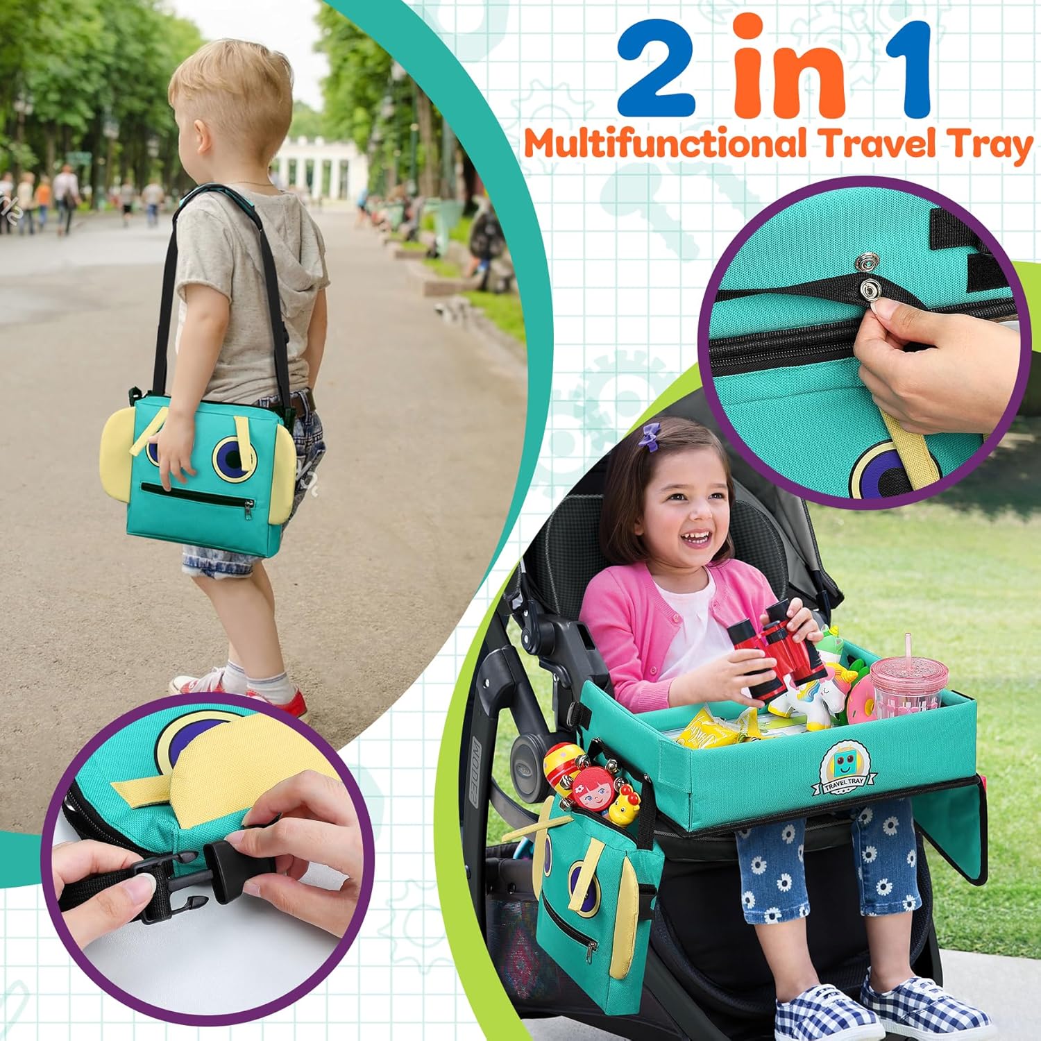 Detalle 2 de COOLJOY 2 In 1 Kinder Reisetisch, 5 Zeichenblätter