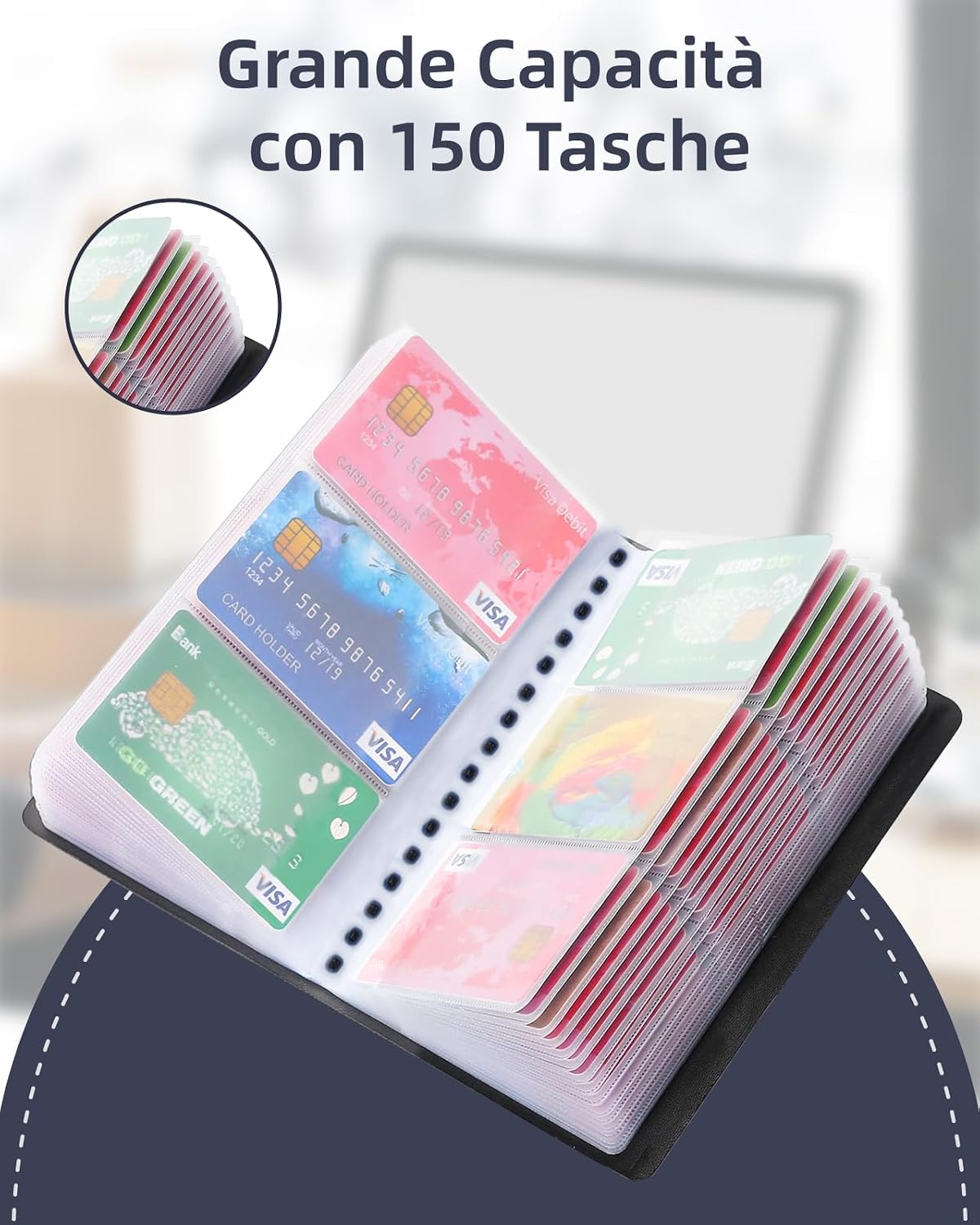 Thumbnail 1 de Zacro 240 porta biglietti da visita in PVC, nero