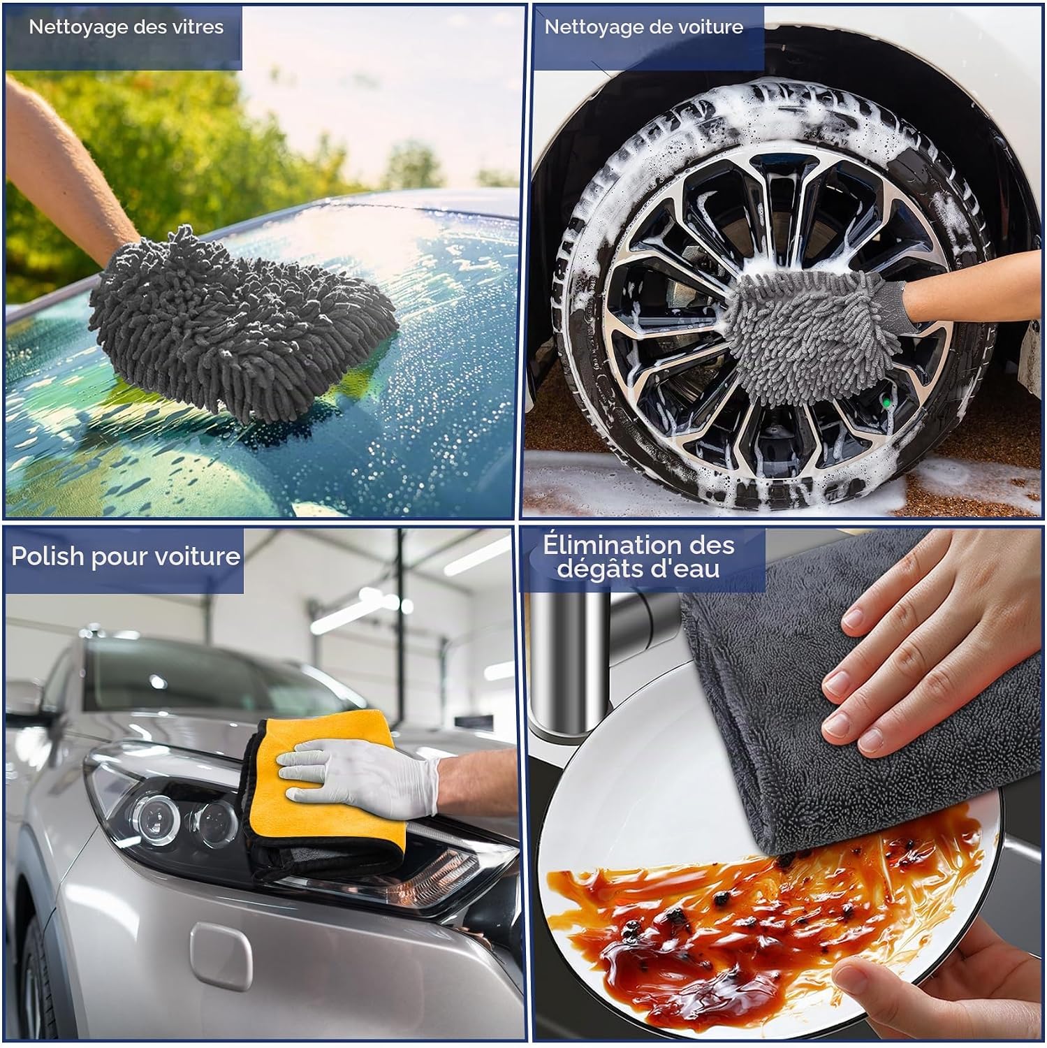 Thumbnail 6 de KALBIGRO 5-delige autoverzorgingsset met 3 microvezeldoeken en 2 washandschoenen