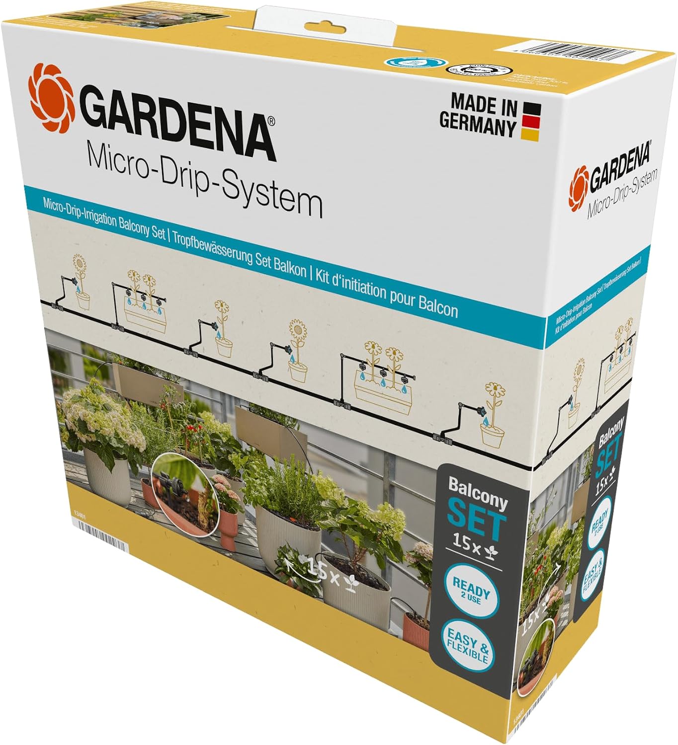 Detalle de Gardena Kit Irrigazione a Goccia da Balcone Micro-Drip-System 13450-20: irrigazione mirata per 15 vasi