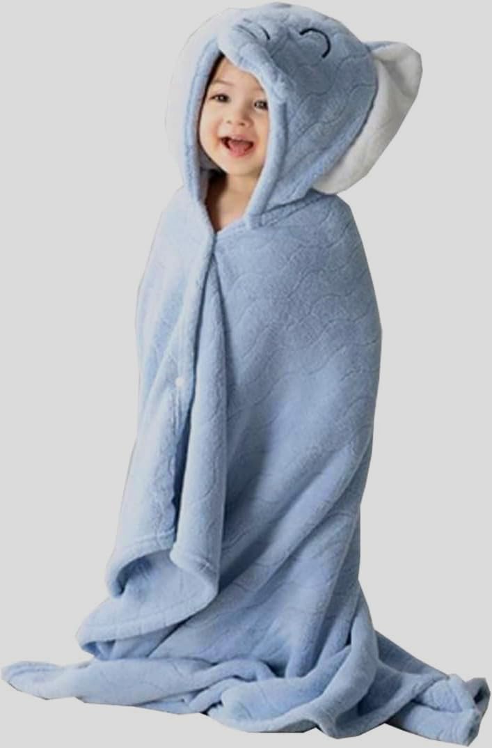 Detalle 2 de Fayscingo Baby Hooded Bath Towel 120x80cm – Soft Coral Fleece Poncho for Kids
