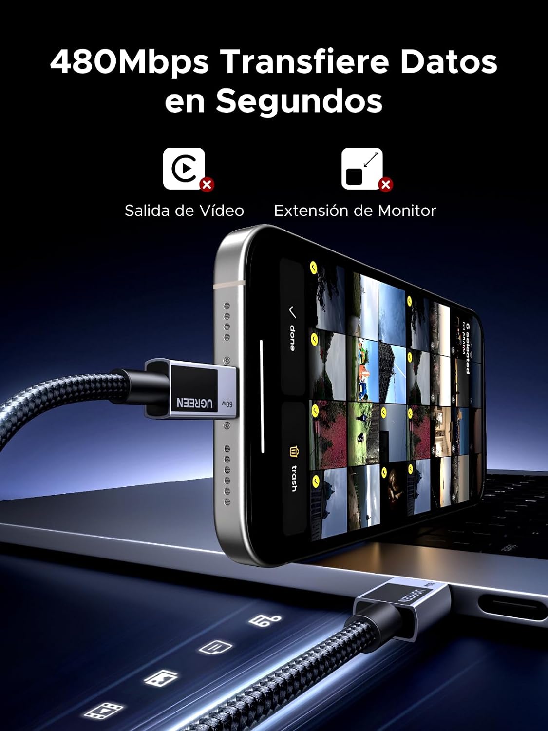 Thumbnail 5 de UGREEN Cable USB C 60W ⚡ Carga Rápida para Múltiples Dispositivos