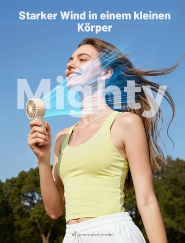 Detalle de Aecooly Mighty Handventilator – kompakt, USB-aufladbar und mit Digitaldisplay