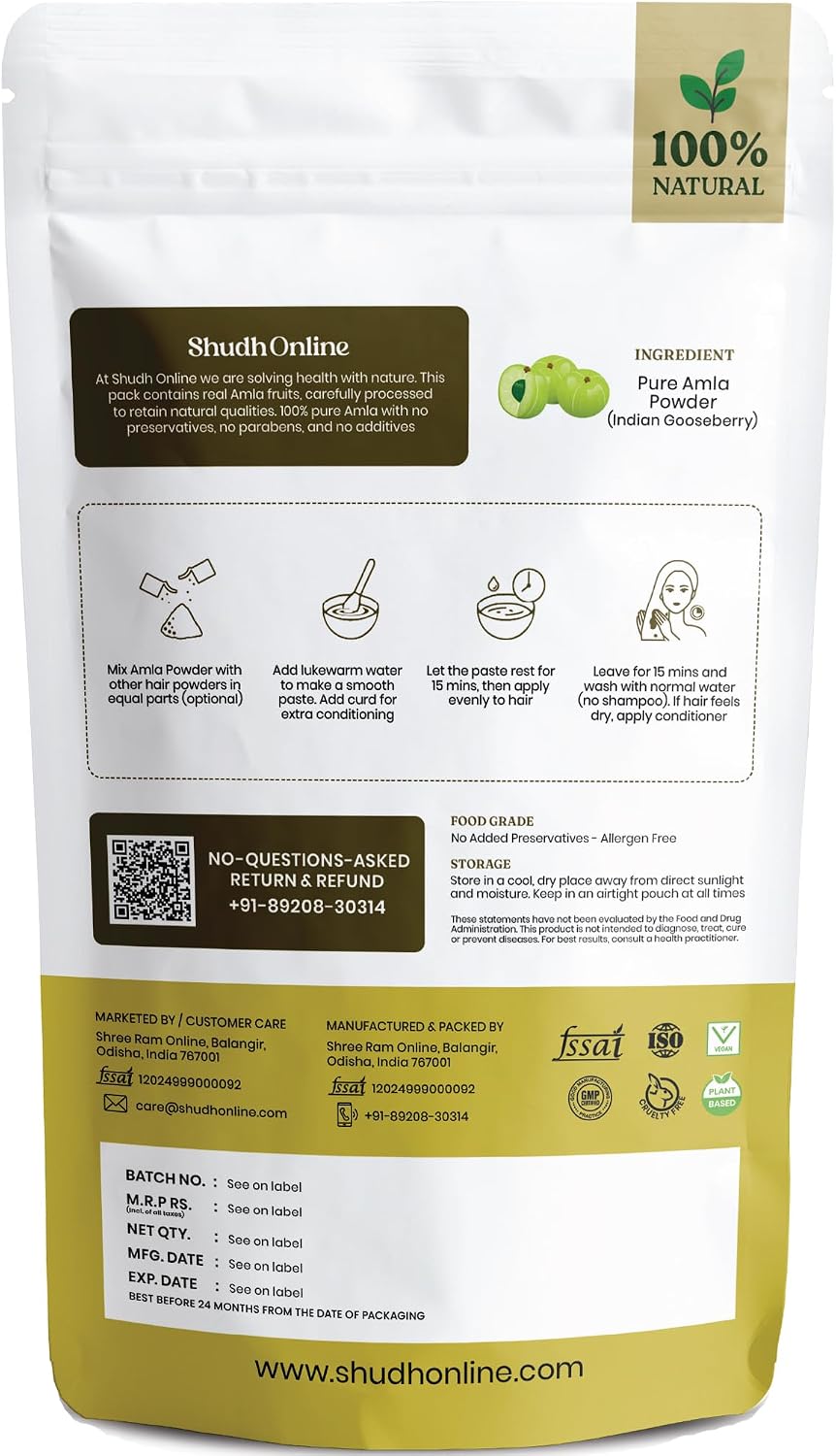 Detalle 2 de Homeda Amla アムラパウダー 頭皮・髪用、単一成分・充填剤不使用