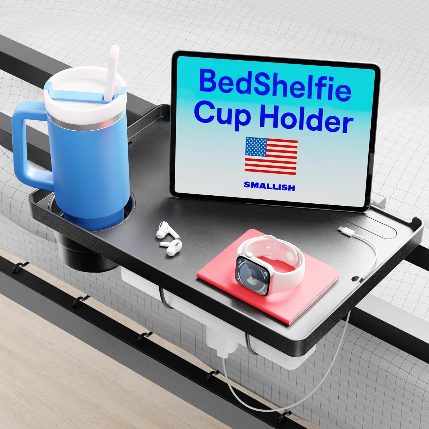 Detalle de BedShelfie Bedside Shelf for Dorm Bedside Storage – Clip-On Floating Nightstand