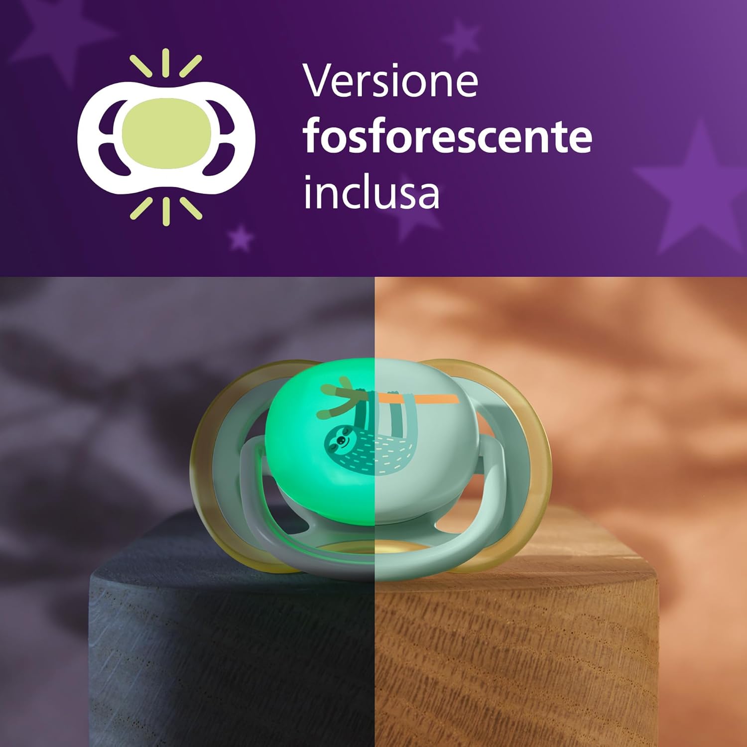 Thumbnail 3 de Philips Avent Ultra Air Day & Night Ciuccio 0‑6 mesi – Set da 4, tettarella ortodontica e modello fluorescente