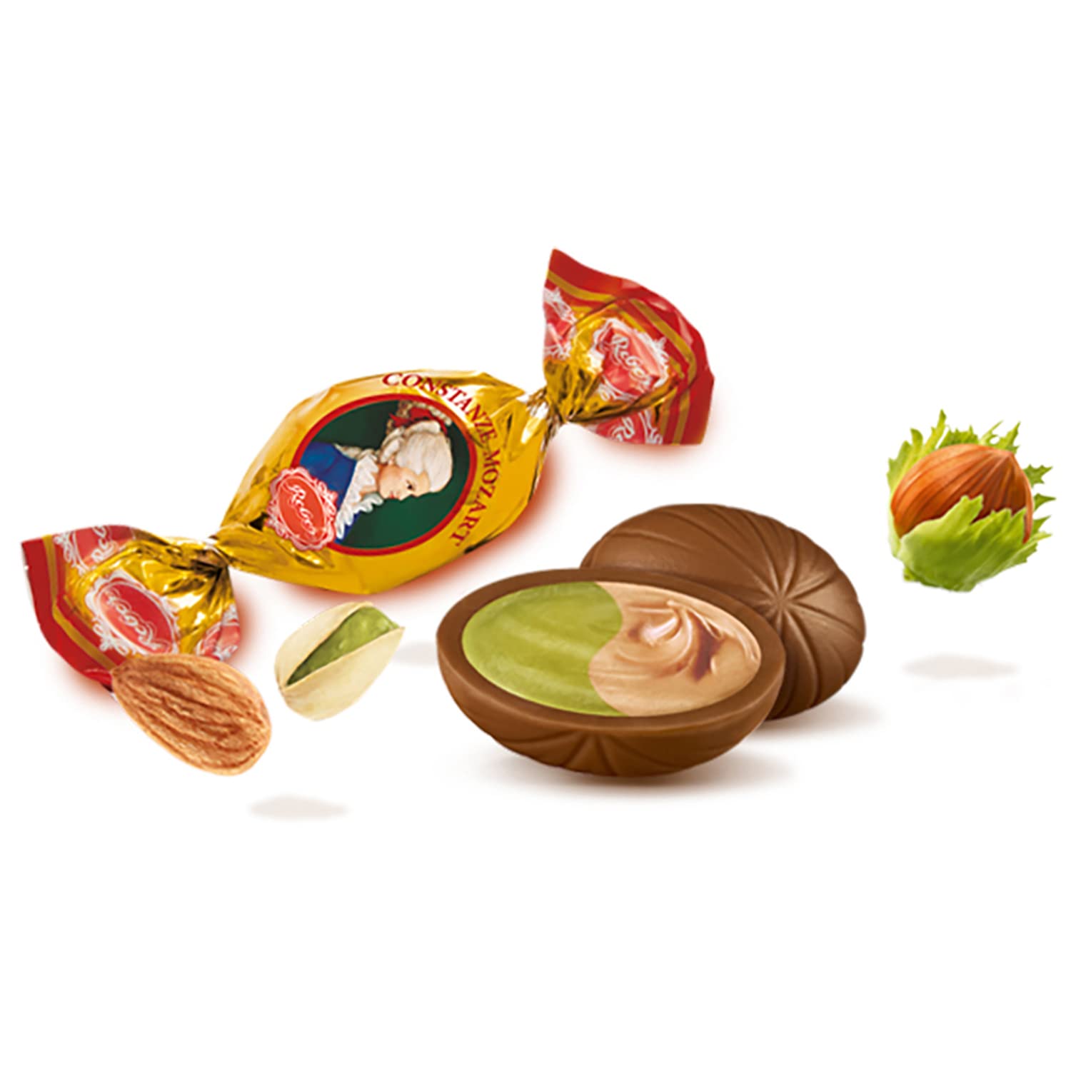Thumbnail 1 de Reber Constanze Mozart-Schokis Mini-Pralinés (4 x 100 g) – Alpenmilch mit Haselnuss-Nougat & Pistazien-Marzipan
