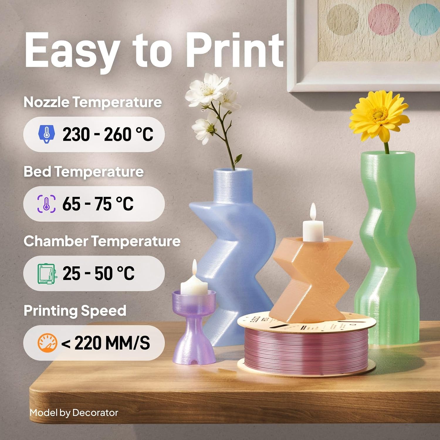 Detalle de ELEGOO PETG Filament 1.75mm Transparent Grey (1kg spool) for FDM 3D printers