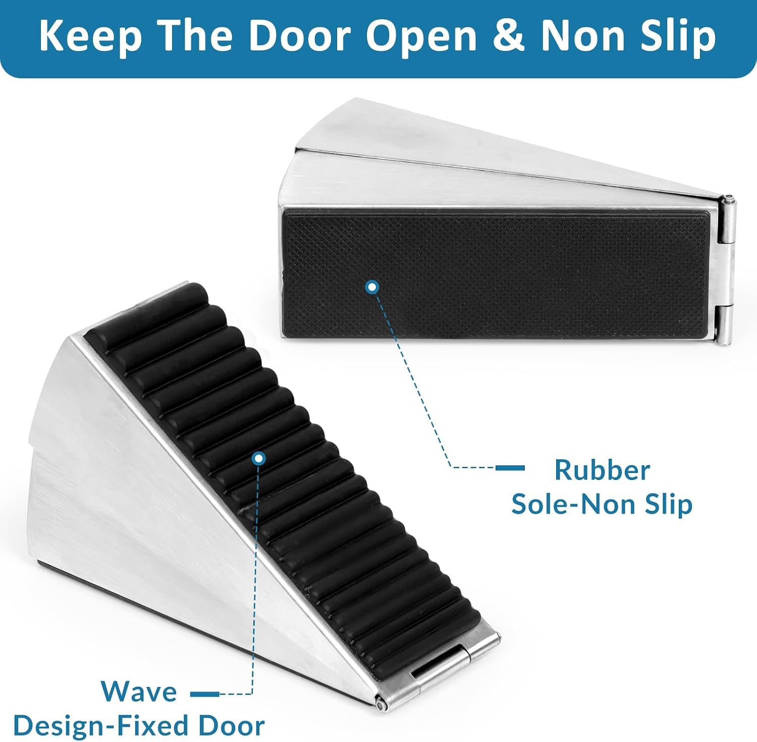 Thumbnail 3 de Optish SPRING-1P Adjustable Spring Door Stopper, Stainless Steel and Rubber, 2-Pack