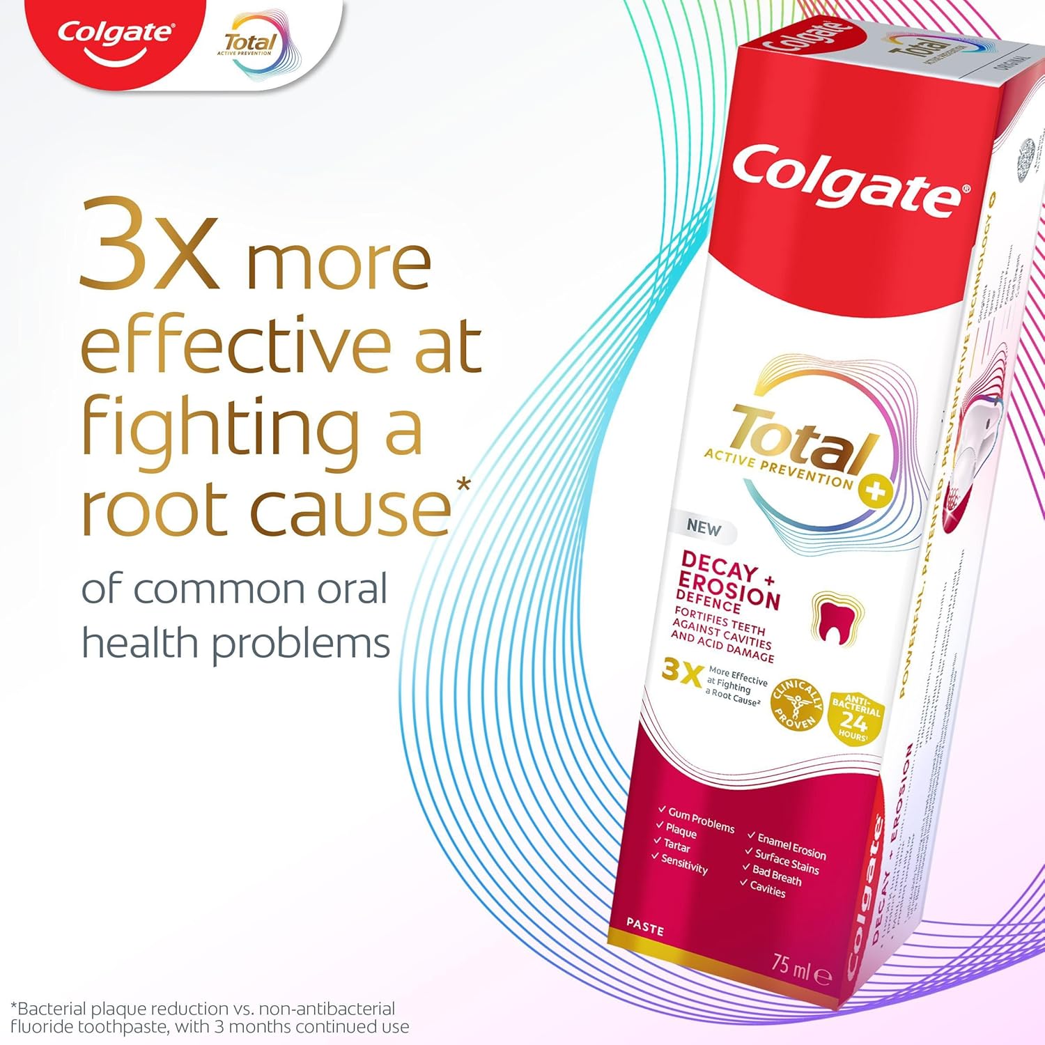 Thumbnail 1 de Colgate Total Active Prevention+ Decay + Erosion Defence Toothpaste 75ml