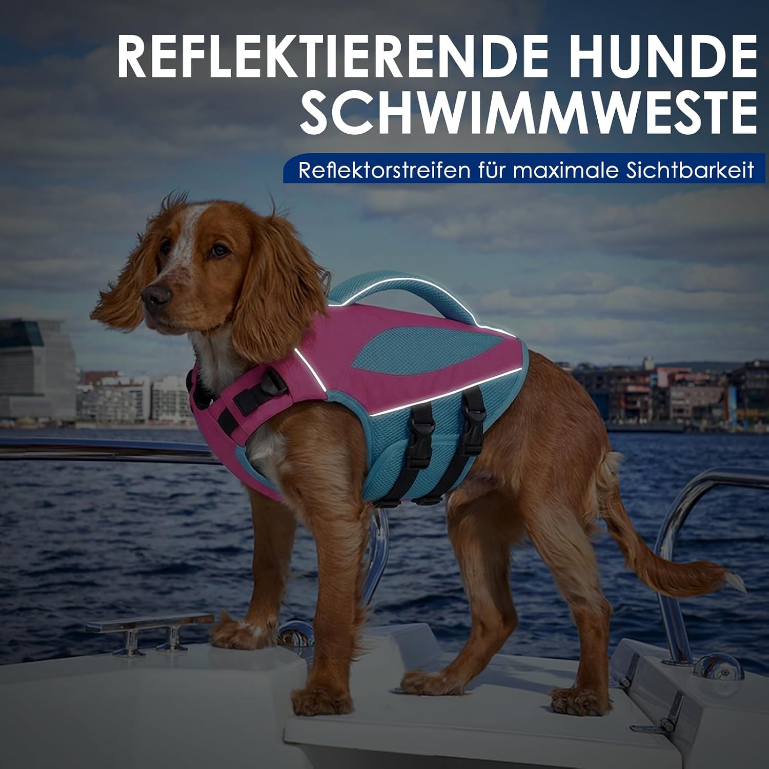 Detalle de AOFITEE Schwimmweste Hund Klein – Verstellbar, Reflektierend, Hoher Auftrieb
