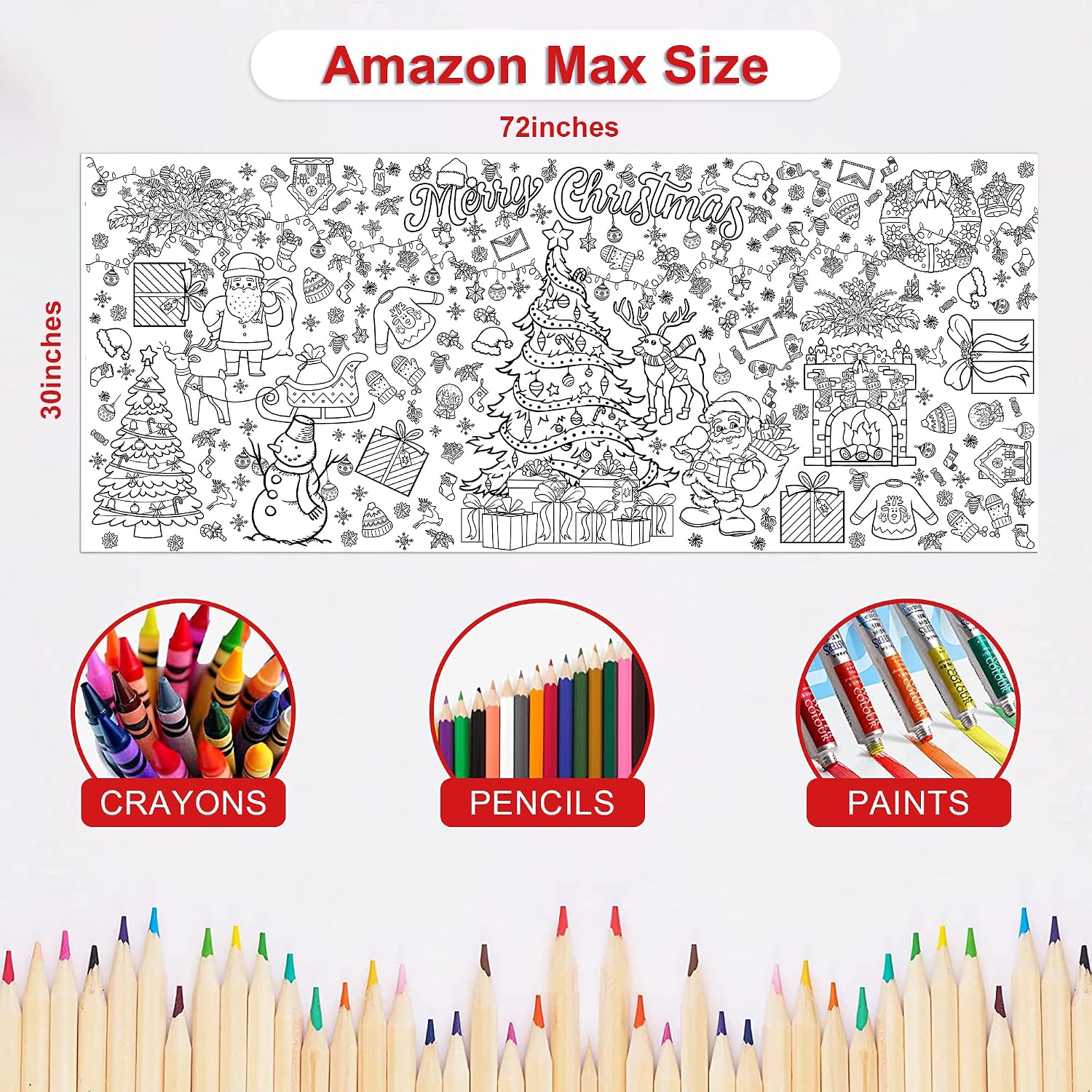 Detalle de OHOME Christmas Coloring Poster and Tablecloth, Thick Paper