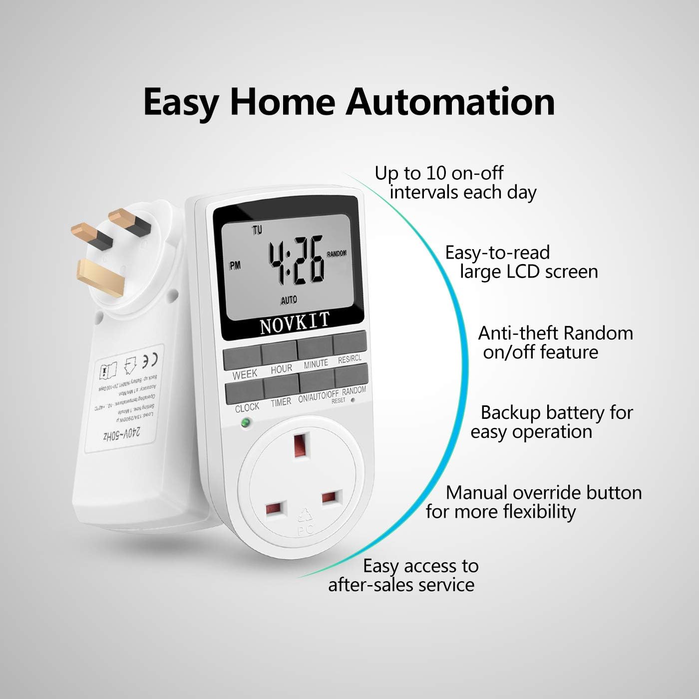 Thumbnail 1 de NOVKIT Digital Security Timer Plug 2-pack, 13A ⏲
