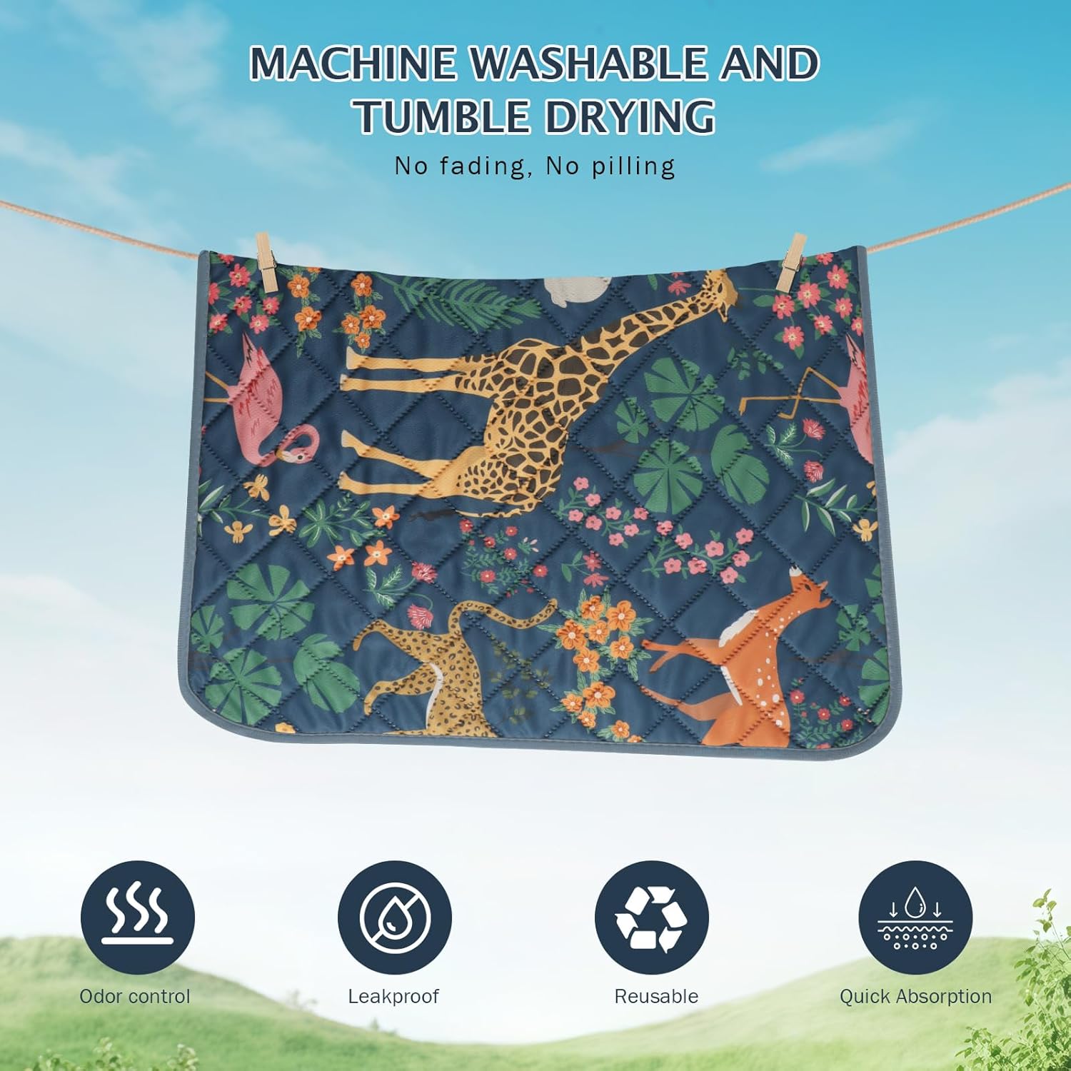 Thumbnail 6 de IEUUMLER Reusable Dog Training Pads – 1 Pack Washable, Highly Absorbent Forest Pattern with Waterproof Base