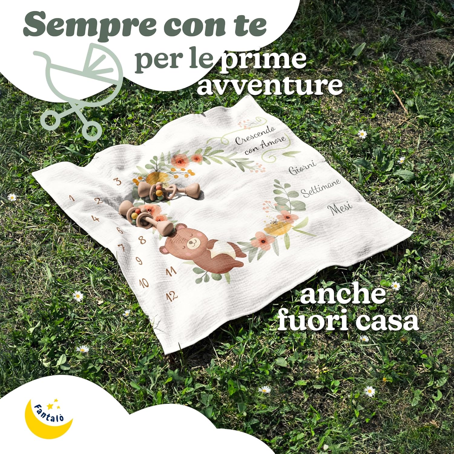 Thumbnail 6 de Fantalò Coperta Mesi Neonato per Foto – Orsacchiotto o Volpacchiotto, Idea Regalo Neonato