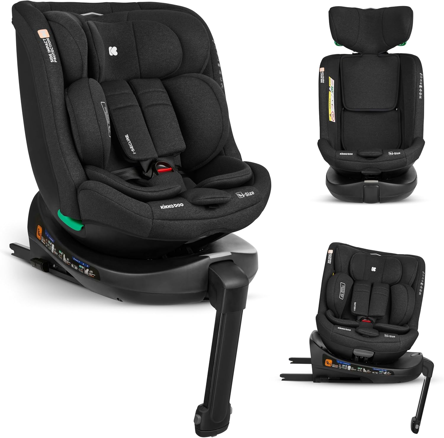 Detalle de KikkaBoo Seggiolino Auto i-SECURE 0-36 kg: rotante a 360°, ISOFIX e i-Size