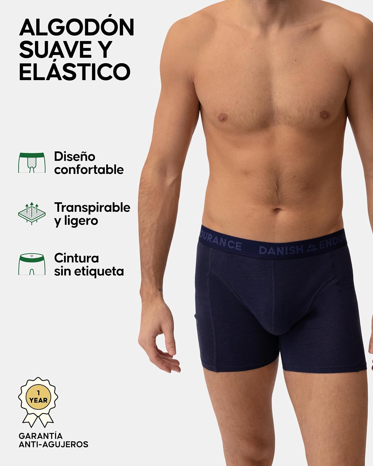 Thumbnail 1 de DANISH ENDURANCE Calzoncillos Hombre Boxer Algodón Premium Pack (4x Negro, 3x Azul Melange, 3x Verde) – L