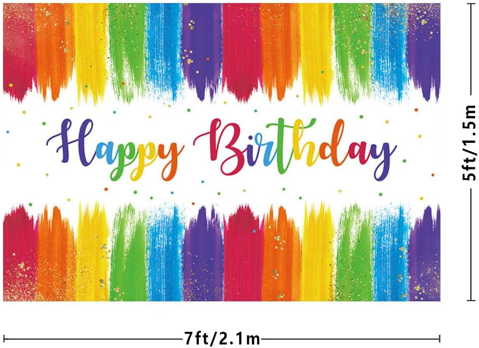 Thumbnail 2 de MEHOFOND 7x5ft Rainbow Painting Birthday Backdrop (Econ-Polyester photo background)