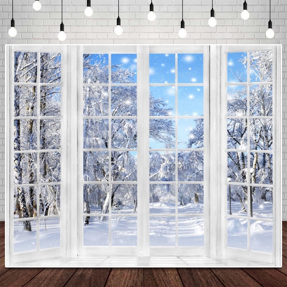 Detalle de ChloropLastid Winter Snowy Photo Backdrop, Christmas Scene, 7x5FT