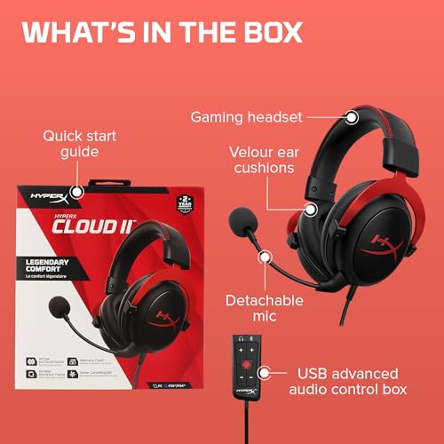 Thumbnail 7 de HyperX Cloud II Gaming Headset with 7.1 Surround Sound (Red)