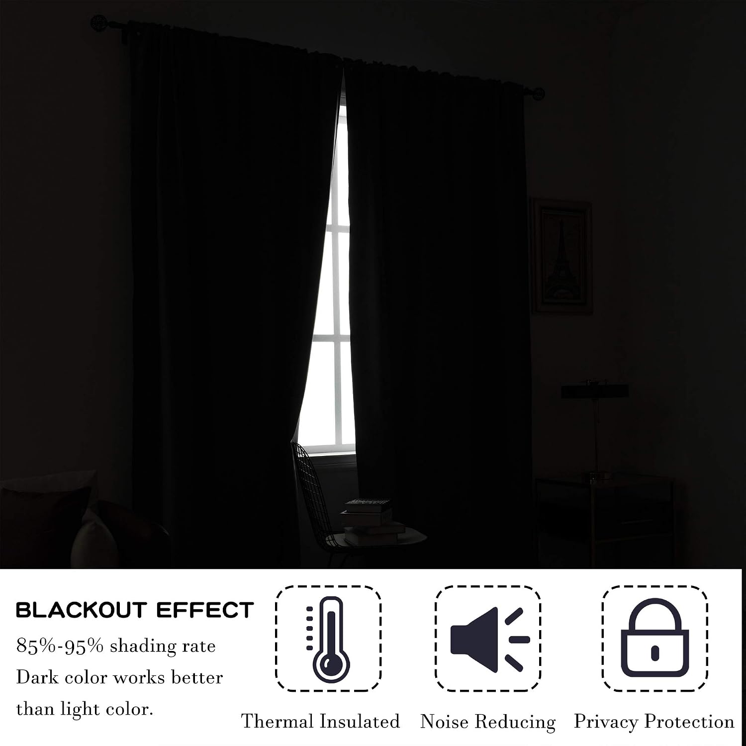 Detalle de DUALIFE Blackout Curtains 54 x 45 Inches
