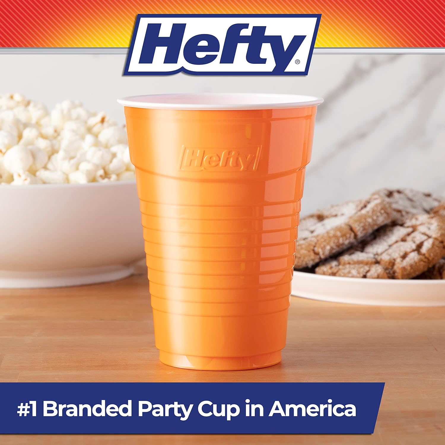 Detalle de Hefty Party On Disposable Plastic Cups, 16 oz, 100 Count – Assorted Colors