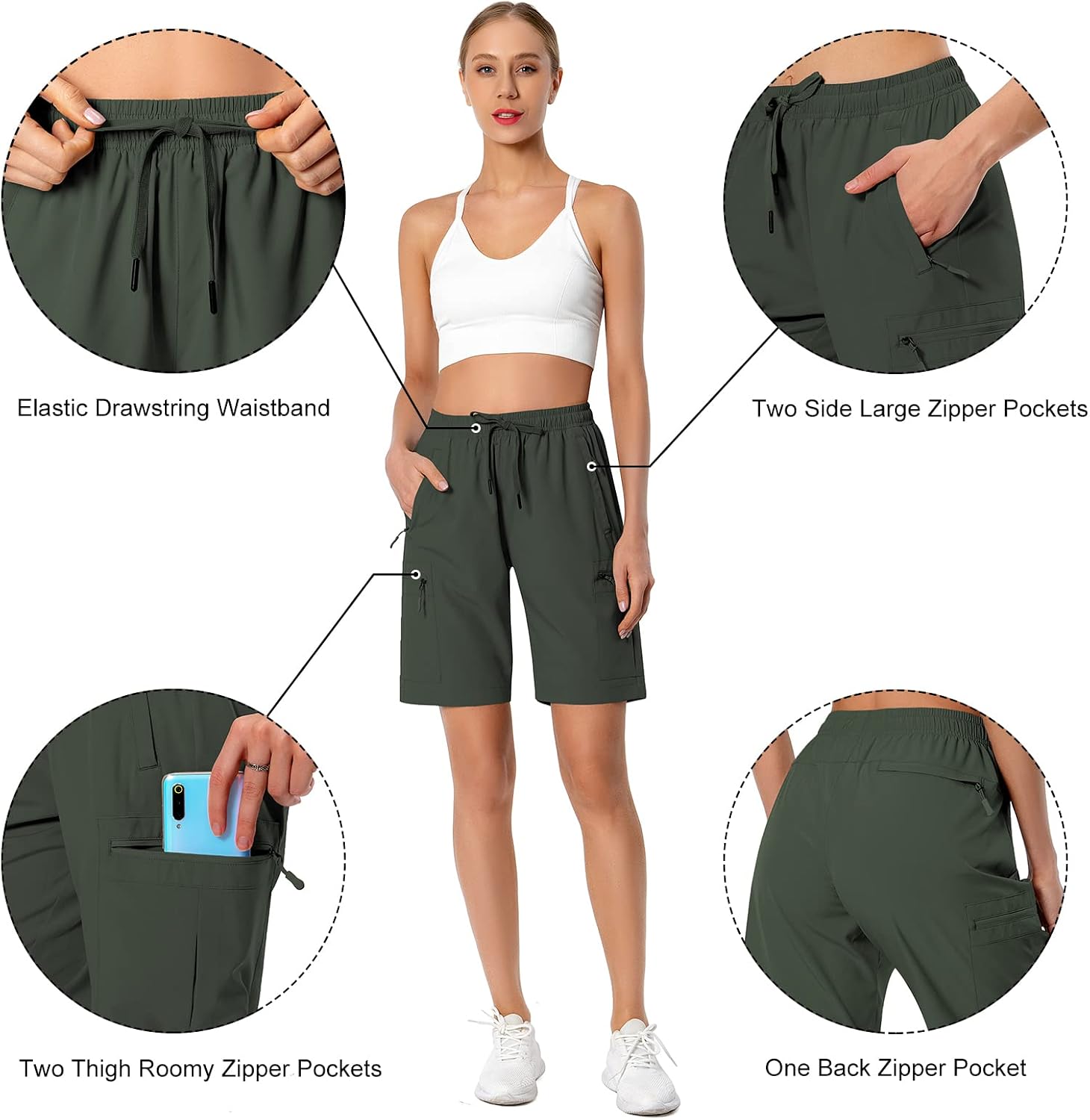 Thumbnail 6 de Hugut Women's Lightweight Hiking Cargo Shorts