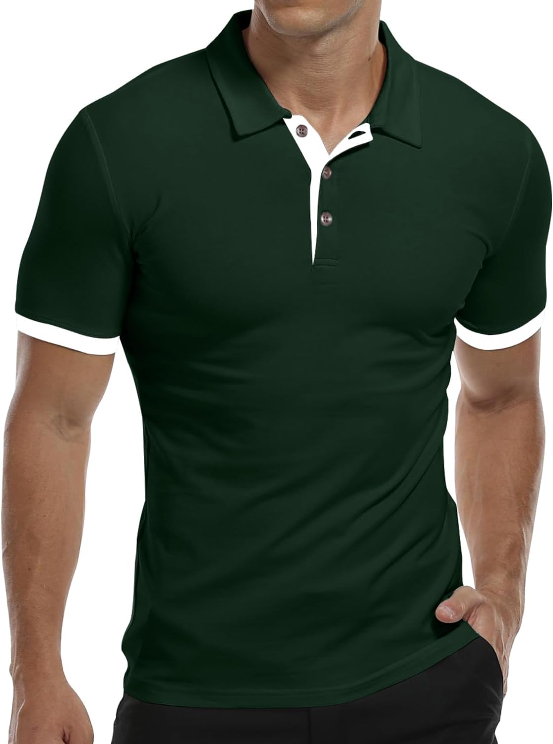 Detalle de KUYIGO Men's Long & Short Sleeve Polo Shirts – 95% Cotton Slim Fit Basics
