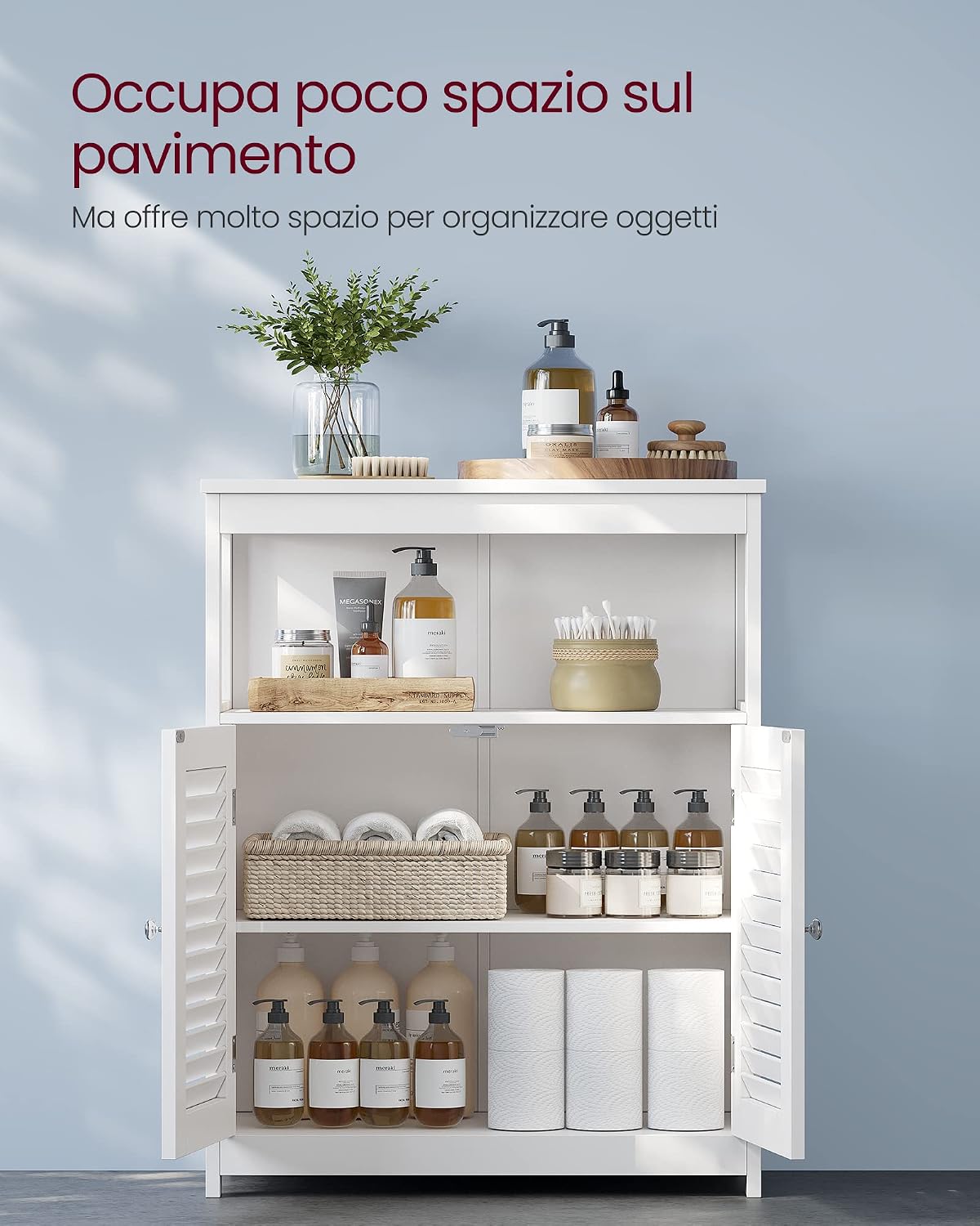 Detalle 2 de VASAGLE BBC40WT mobiletto bagno 30x60x80 cm