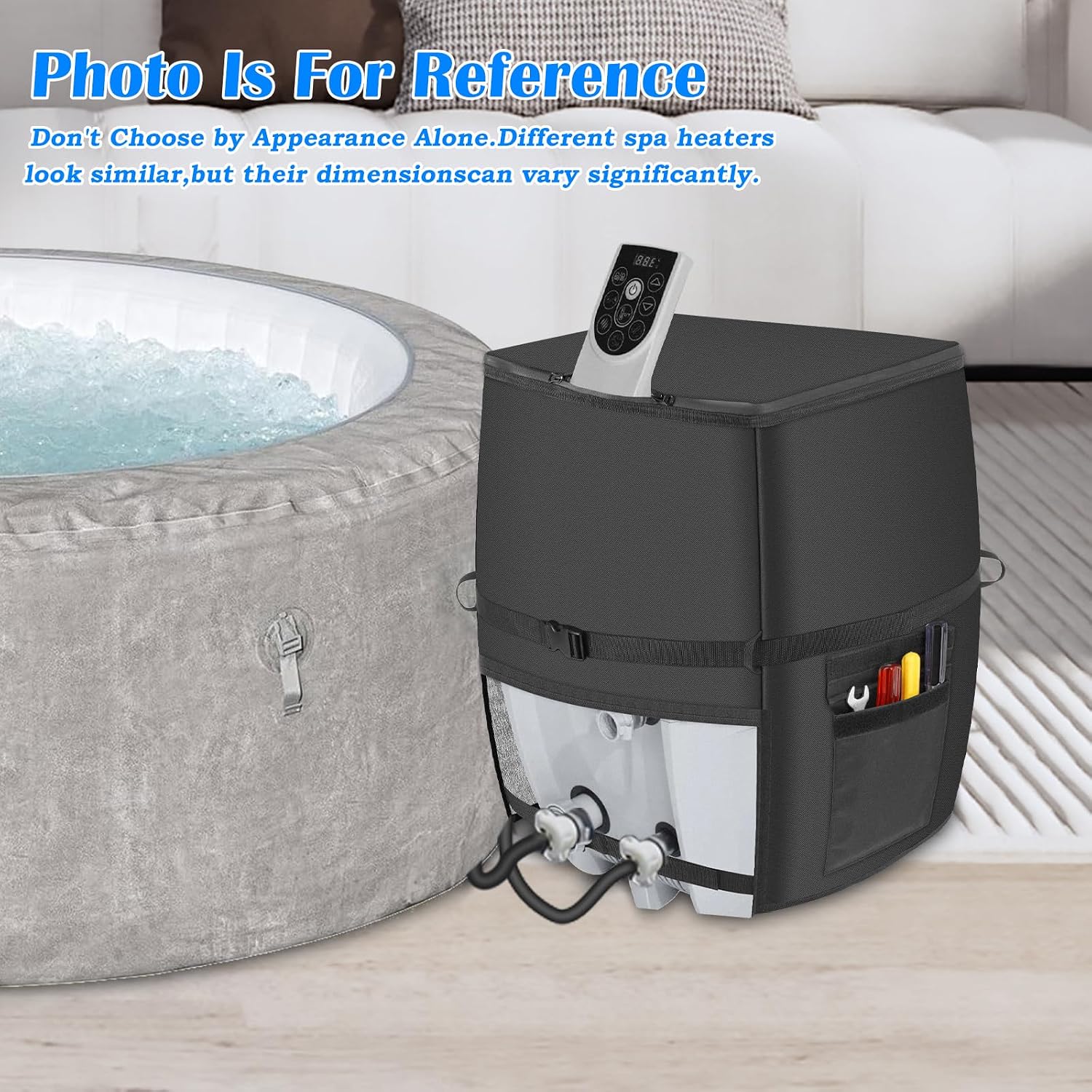 Detalle 2 de bespeur Hot Tub Cover Spa Heater Pump Cover, 600D Oxford Fabric