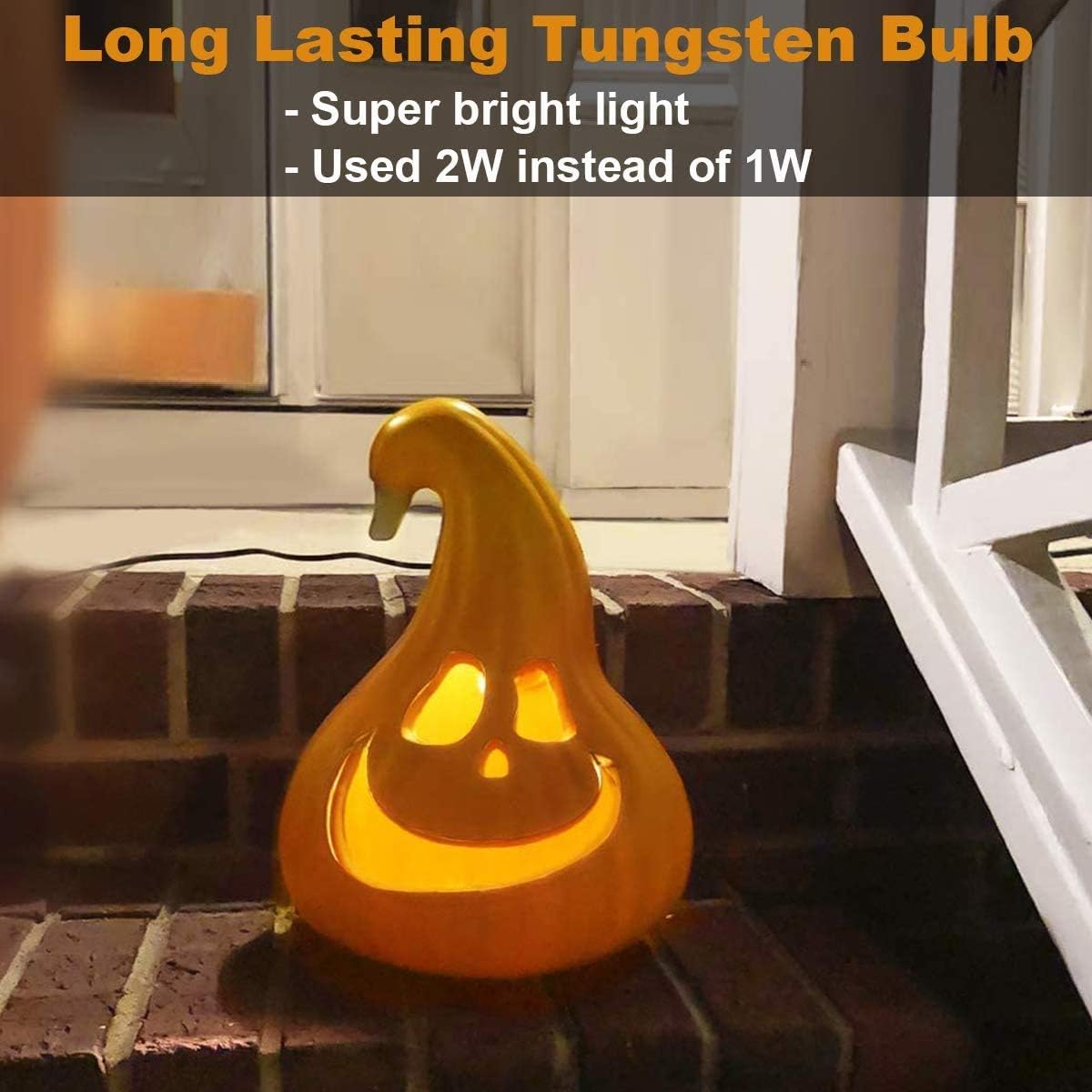 Detalle 2 de DUNCHATY 12-Inch Lighted Halloween Pumpkin Lantern with Warm White LED