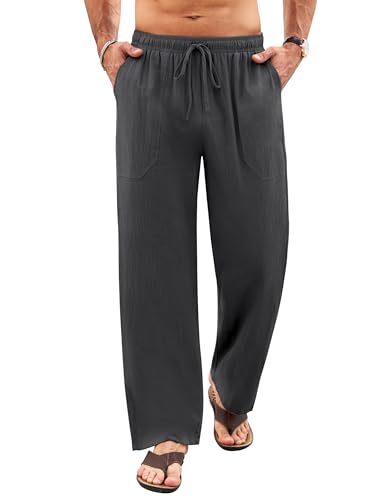 Detalle 2 de Litthing Pantalones de Lino para Hombre: verano ligero, bolsillos y comodidad