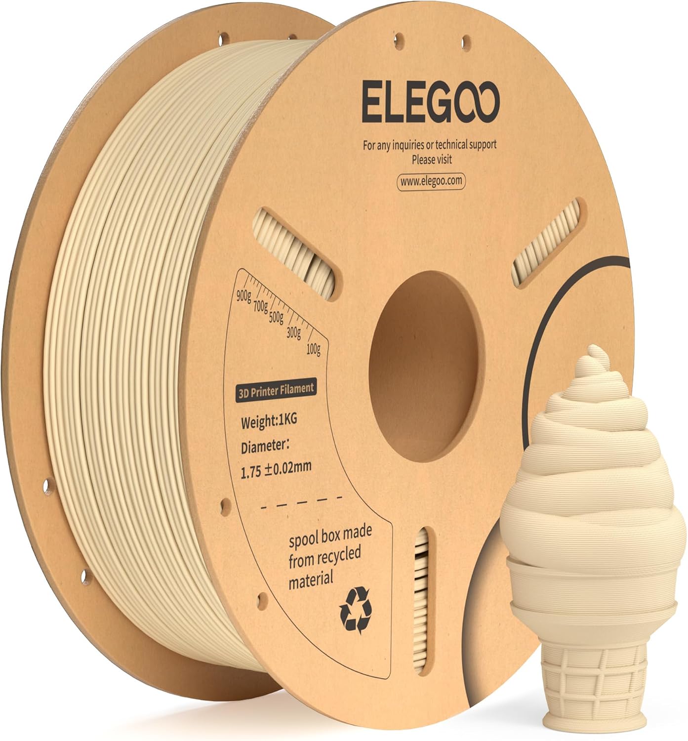 Detalle de ELEGOO PLA+ Filament 1.75 mm Neon Grün 1 kg – Präzises, robustes PLA+ für funktionale 3D-Druckprojekte