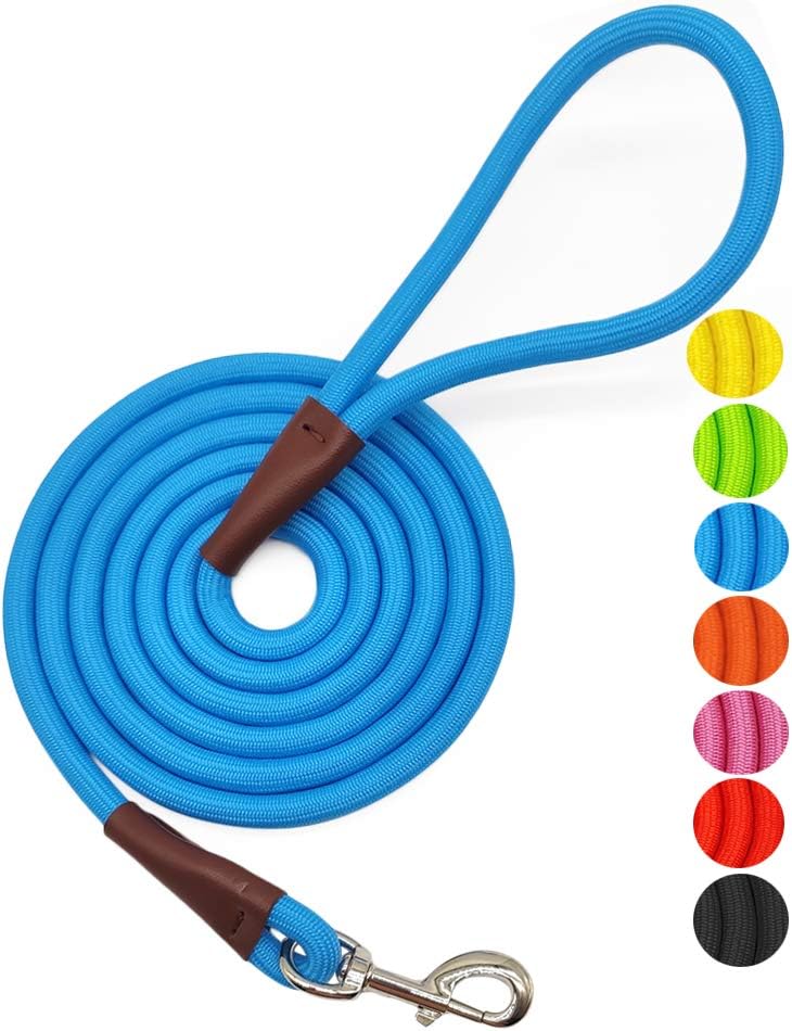 MayPaw 8ft Dog Lead – Classic Solid Colour, Leather Connector & Heavy-Duty Nylon