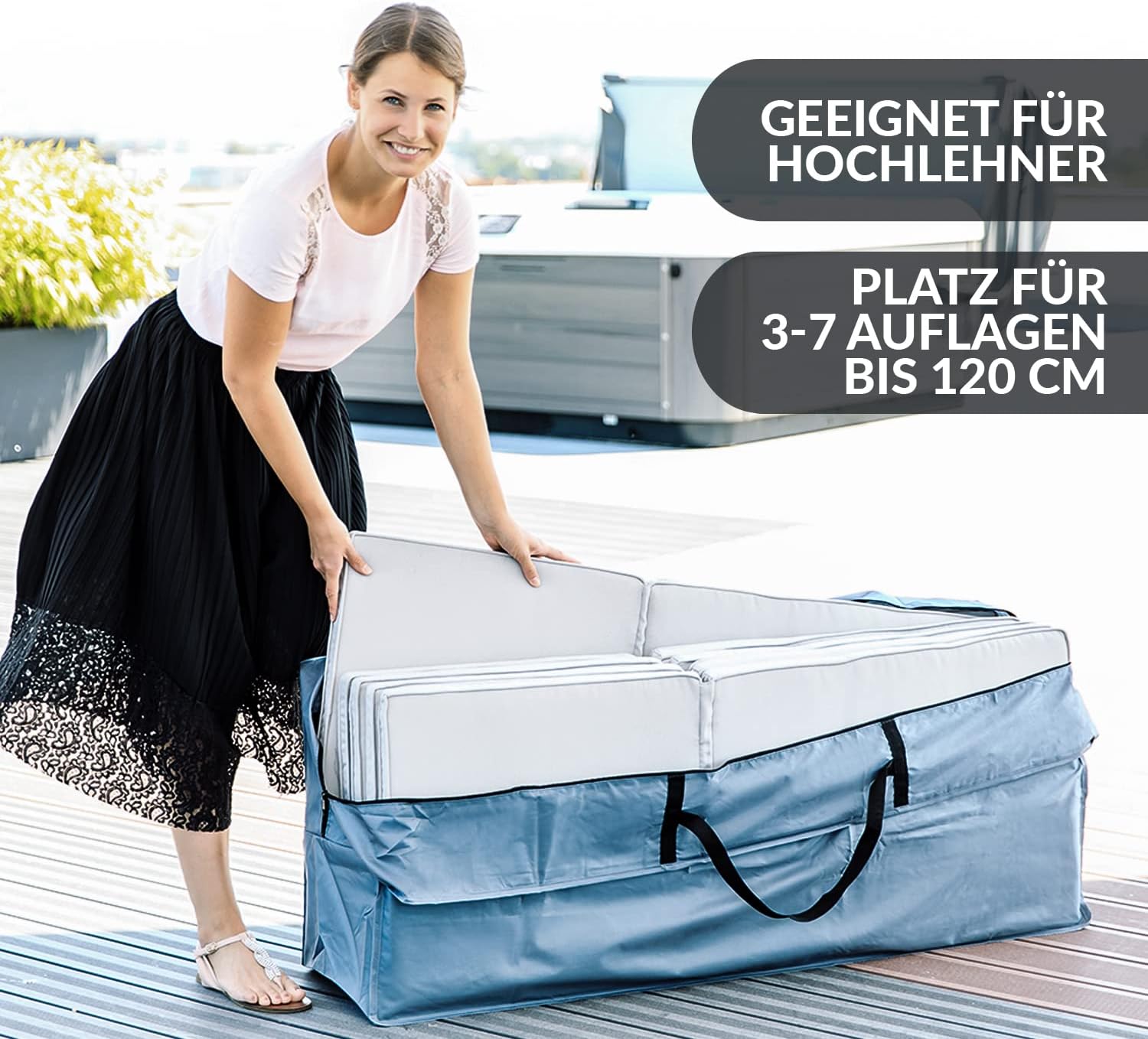 Detalle 2 de Chefarone CHEF000028 opberghoes voor tuinkussens, 420D polyester met rits