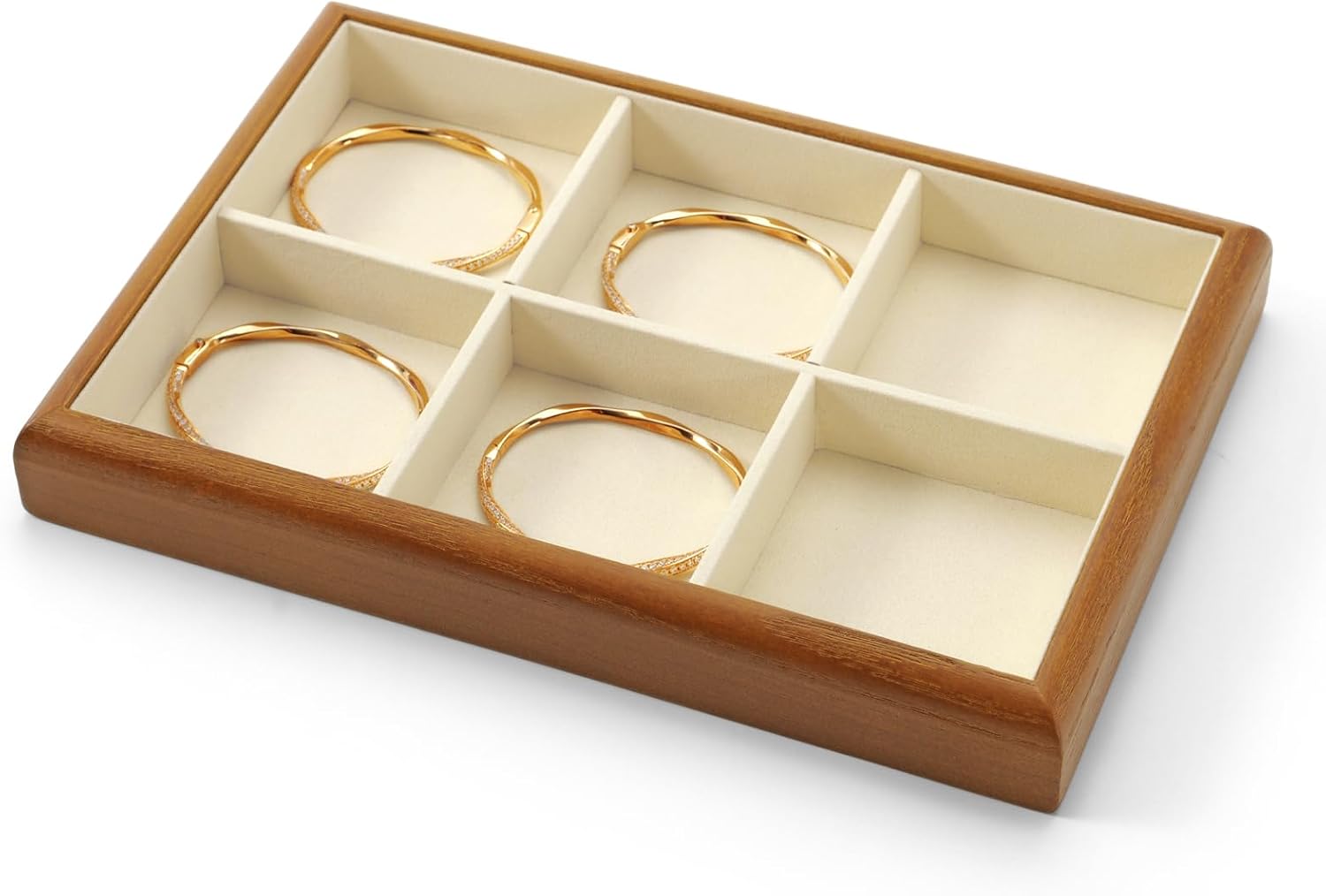 Detalle 2 de Papten Bandeja para Joyas de Madera Apilable 6 Compartimentos