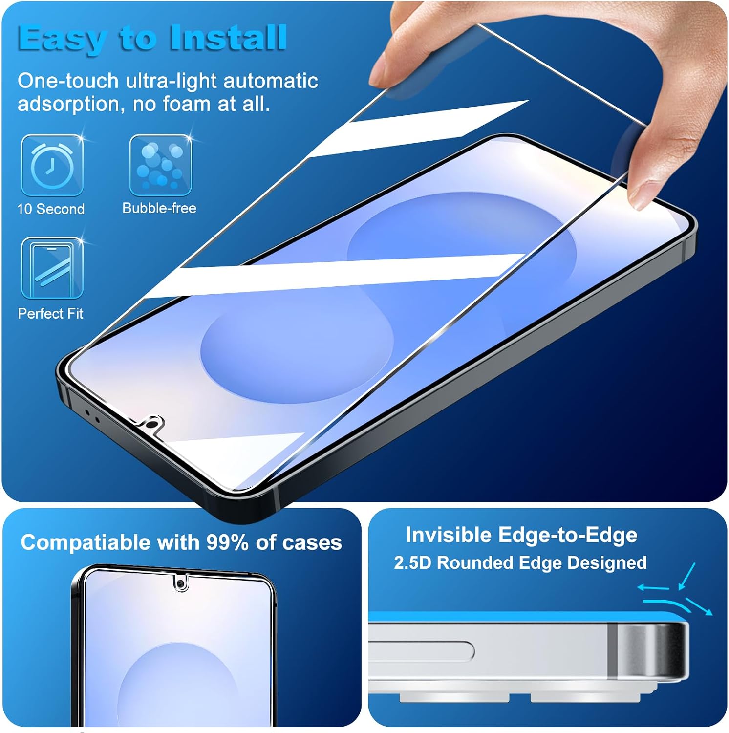 Thumbnail 3 de Samcorn Galaxy A17 5G Tempered Glass Screen Protector, 3-Pack with Lens Guards