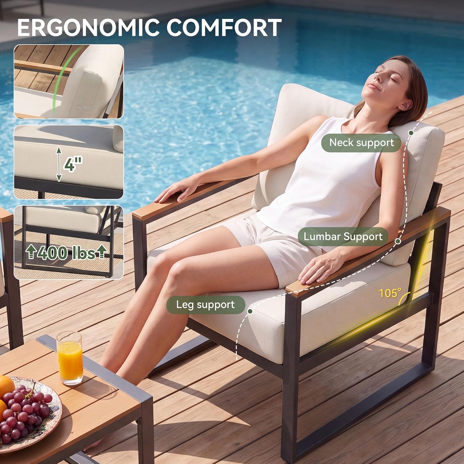 Detalle 2 de Aoxun Patio Furniture Set, 5-Piece