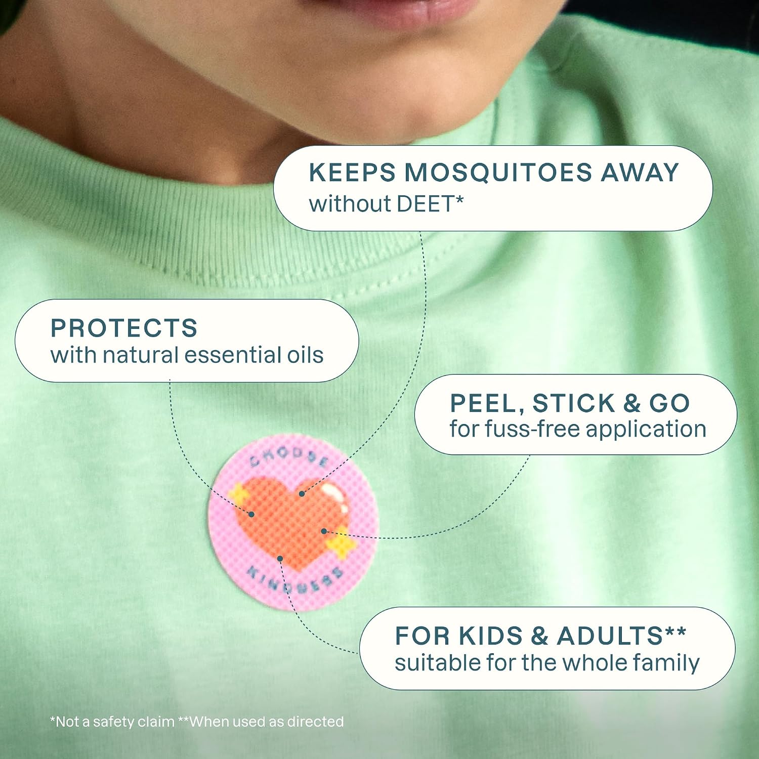 Thumbnail 1 de Cliganic Mosquito Repellent Stickers for Kids (90 Pack) - Positive Vibes Patches