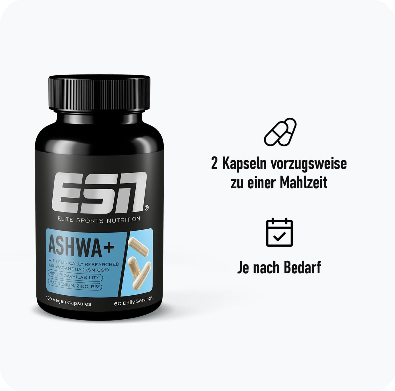 Detalle de ESN Ashwa+ Ashwagandha Kapseln 120 Stück
