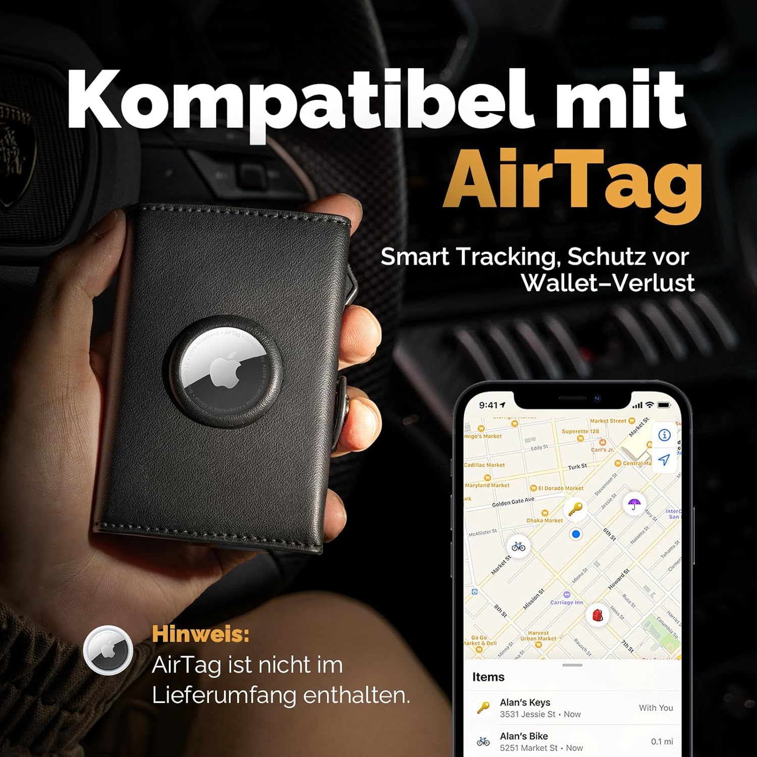 Thumbnail 5 de Manmaxim Geldbörse AirTag Slim Wallet 12 Karten