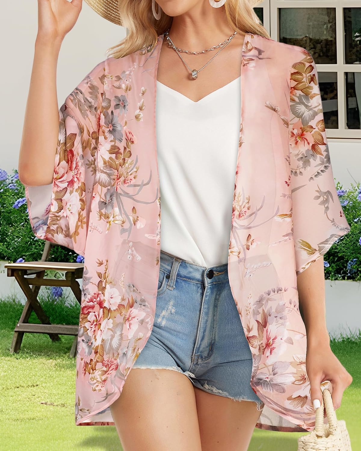 Thumbnail 2 de Gosunny Damen Sommer-Tops Strand-Kimono im Boho-Stil als Bikini-Cover-up (Oversize, Blumendruck)