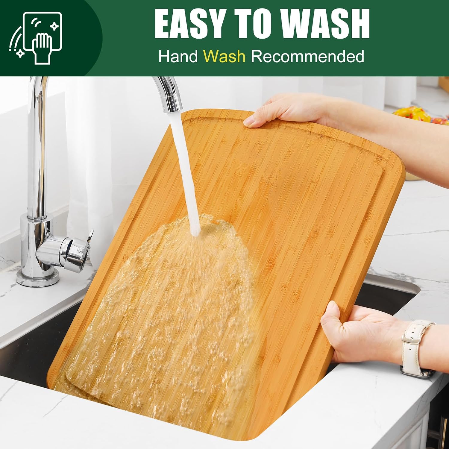 Thumbnail 6 de Homaxy Extra Large Bamboo Cutting Board 18x12.5" 📋