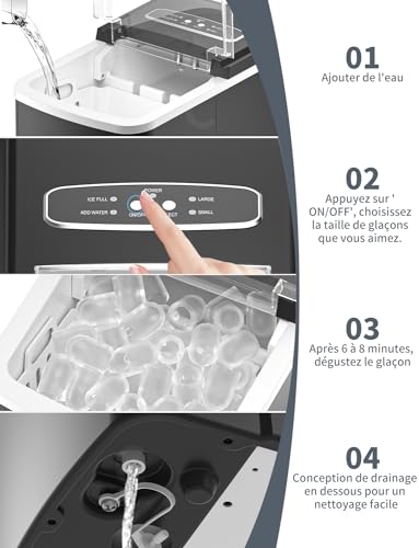 Thumbnail 4 de Machine à Glaçons 12 kg/j — Vpcok Direct, 9 glaçons en 6–8 minutes, compact et automatique