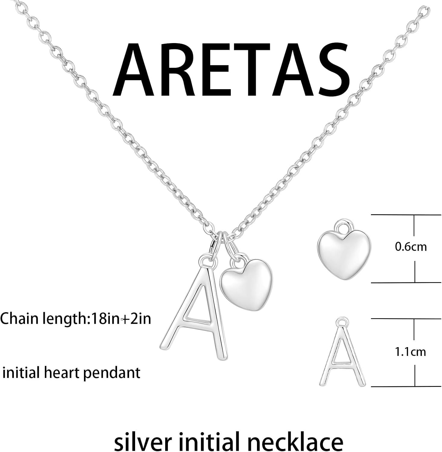 Detalle de Sterling Silver Heart Initial Necklace