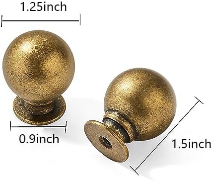 Detalle de CABDM 10-Pack Antique Brass Cabinet Knobs, 1-1/4-Inch Zinc Alloy