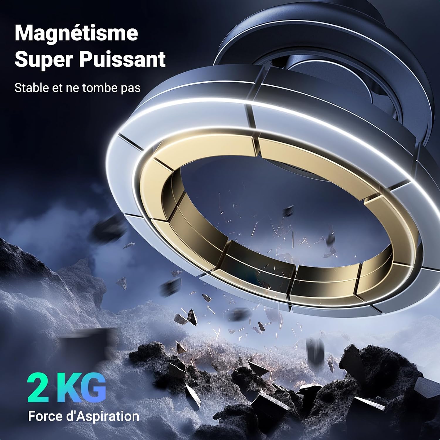Detalle de UGREEN Support Téléphone Voiture Magnétique MagSafe — fixation solide, ajustement pratique et polyvalence