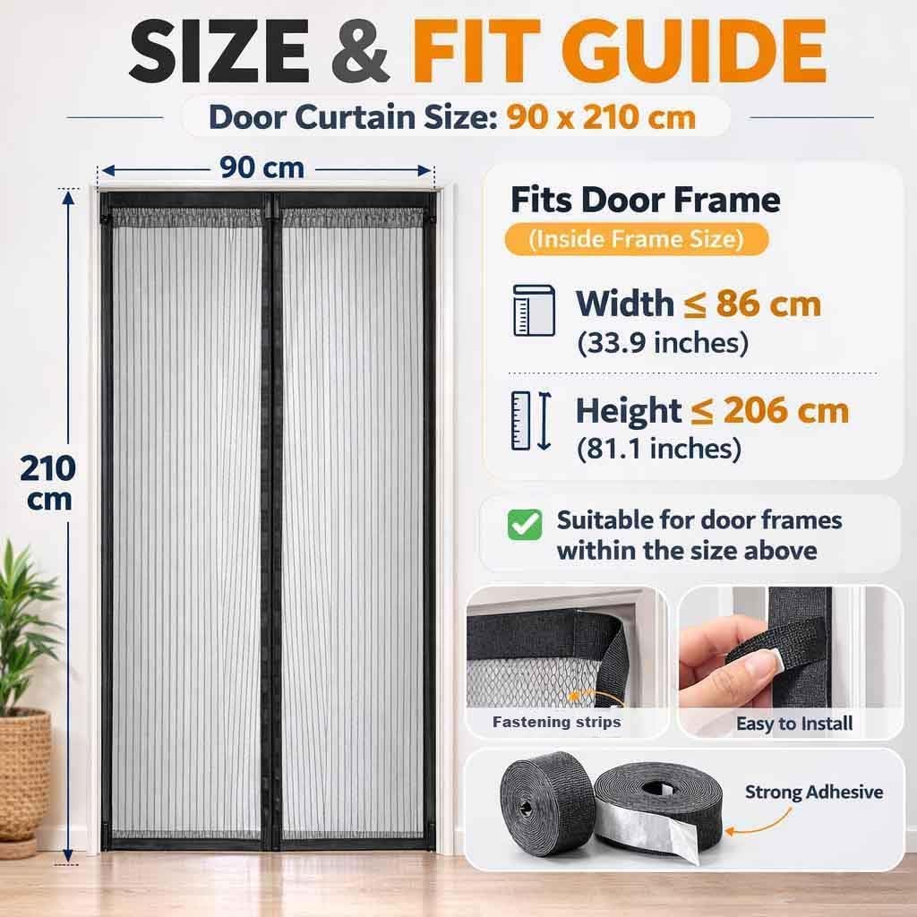 Detalle de Magnetic Fly Screen Door 90×210 cm – Breathable Mesh with Magnets for Easy Pass-Through